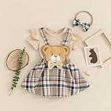 Newbgclo Infant Baby Girl Summer Clothes Set Short Sleeve Ribbed Romper Plaid Suspender Skirt Headband Sets Outfits (Khaki, 0-3 Months)