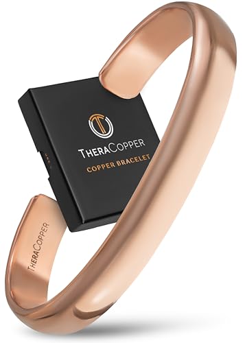 TheraCopper Copper Bracelet for Men & Women — 100% Pure Copper Bracelets — Raw, Solid & Uncoated Authentic Handmade Tibetan Bracelet Cuff Bangles (Plain)