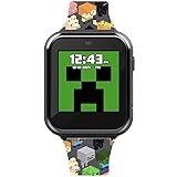 Minecraft Kids LED Smartwatch Interactive Gaming-Themed Watch 10 Changeable Faces, Step Counter, Calculator, Games, Selfie Cam, Alarm & Timer, Printed Silicone Straps – Fits Wrists 5.5"-8.0"