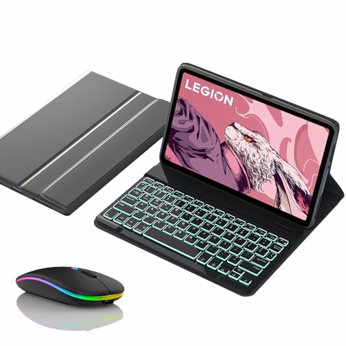 JZCZMCE Keyboard Case for Lenovo Tab P11 (2nd Gen)/Plus 11.5" 2023, Magnetic Detachable Wireless Backlight Keyboard with Bluetooth Mouse,Black