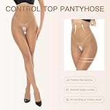 Yilanmy Crotchless Pantyhose for Women Tummy Control 12D High Waist Sheer Tights Controp Top Pantyhose 2 Pairs