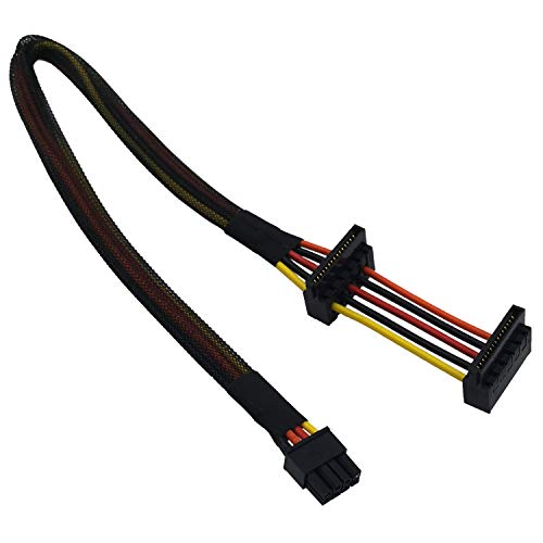 COMeap SATA Power Cable for Dell OptiPlex Series 3020 5040 7020 9020, Motherboard ATX Mini 8 Pin to 2X Right-Angle SATA Hard Drive HDD Power Adapter 14.5in(37cm)