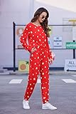 Ekouaer Womens Star Printed Pajamas Set Long Sleeve Tops with Pants Lounge Set Christmas Casual Two-Piece Sleepwear red White Star Medium