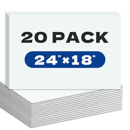 WENWELL 20 Pack Large Blank Yard Signs with 18 x 24",Corrugated Plastic Board for Estate Garage Sale,Party,Birthday,Wedding,Campaign,Parking,Make you own Outdoor Coroplast Sheets (White)
