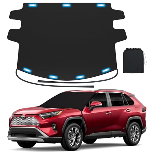 REEVAA Upgraded Car Windshield Cover for Ice & Snow [All-Weather Protection] Magnetic Fit Weatherproof Frost Cover, Car Winter Accessories, Fit for SUVs, Trucks, Cars - Medium (69''x48'')