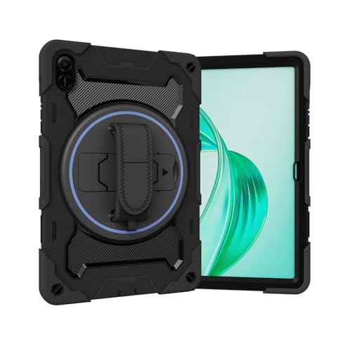 Case for Honor Pad X8A 11.0 inch 2024 with 360 Rotating Kickstand & Hand Strap, Screen Protector, Shockproof Case for Honor Pad X8A (Black)