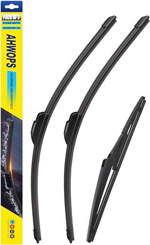 AHWOPS Front Wiper and Rear Wiper Blade Replacement for 2012-2019 Fiat 500 OEM Wiper Blades, Genuine Replacement (24“/14”/12” 3-Pack)