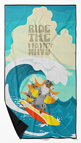 Caroline's Treasures MLM1297TWL3060 Surfer Dog Australian Shepherd Premium Beach Towel Oversized Towel Beach Blanket, Pool, Beach Essentials, Yoga, Premium Bath Towel, Quick Dry Plush