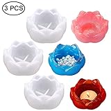 3 Pcs Lotus Resin Molds, AIFUDA Resin Silicone Casting Molds Making DIY Trinket Dish, Storage Container, Candle Holder, Jewelry&Plant Pot