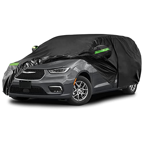 Waterproof Car Cover Replace for 2008–2025 Chrysler Town & Country, Chrysler Pacifica and Dodge Grand Caravan Minivan, 6 Layers All Weather Car Cover with Zipper Door for Snow Rain Dust Protection