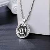 Lattd Allah Necklace for Men 925 Sterling Silver Allah Arabic Pendant Islamic Jewelry Gifts for Men Women