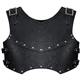 HiiFeuer Medieval Faux Leather Chest Armor, Retro Mercenary Knight Archer Body Armor, Adjustable Vest Armour for LARP Costume& Ren Faire (Black A)