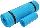 Fitvids All Purpose 1/2-Inch Extra Thick High Density Anti-Tear Exercise Yoga Mat and Knee Pad with Carrying Strap and Yoga Blocks, Blue