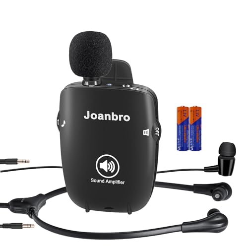 Joanbro Personal Sound Amplifier for Seniors, Voice Enhancement Devices, Pocket Sound Amplifiers for Elderly People, Adults, 50dB Gain, with Headphones & Earbud, 3 Types Mics, 3 Tone, Volume Control