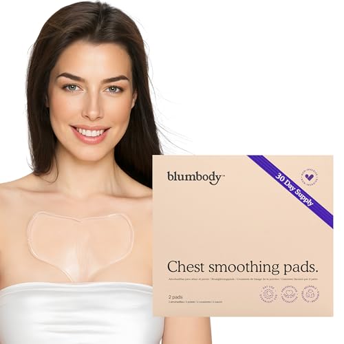 BLUMBODY Chest Wrinkle Pads – Anti-Wrinkle Silicone Patches Skin Firming, Smoothing – Reusable Overnight Chest Pads – Anti-Aging Crepe Erase Pads – Neck, Décolleté (1-Month Supply)