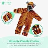 Fleece Baby Bunting Bodysuit – Infant One Piece Kids Hooded Romper Outerwear Toddler Jacket Bear - Brown 3-6 Months