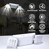 12 Pack Commercial LED Emergency Lights Fixture, Emergency Light with Battery Backup, Emergency Lights for Business Home power Failure, Two Adjustable Head Emergency Lighting, Hardwired 120-277V