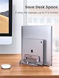 UGREEN Vertical Laptop Stand Holder Desk Dual Aluminum Dock Compatible with MacBook Pro Air Laptop Stand Desktop Adjustable, Lenovo Ideapad, Surface Book, HP Notebook, Dell Chromebook Up to 17.3 Inch