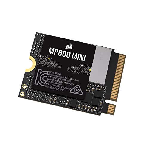 Corsair MP600 Mini 2TB M.2 NVMe PCIe x4 Gen4 SSD – M.2 2230 – Up to 7,000MB/sec Sequential Read – High-Density 3D TLC NAND – Great for Steam Deck and Microsoft Surface – Black