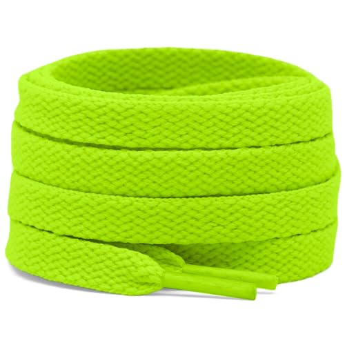 DELELE 2 Pair 24 inch Flat Shoe laces 5/16" Wide Shoelaces for Athletic Running Sneakers Shoes Boot Strings Fluorescent Green