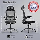 TRALT Office Chair Ergonomic Desk Chair, 330 LBS Home Mesh Office Desk Chairs with Wheels, Comfortable Gaming Chair, High Back Office Chair for Long Hours (Black)