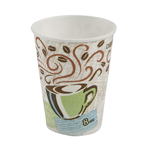 Dixie PerfecTouch 8 oz Paper Coffee Cups By GP PRO, Coffee Haze Design, 1000 Count (50 Disposable Cups Per Sleeve, 20 Sleeves Per Case), 5338CD