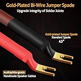 UCINNOVATE 2 Pack HiFi OFC Speaker Cable with Banana Plug to Jumper Spade, 3m / 9.8FT 14AWG Speaker Wire with Banana Plug to U Fork Plug Cord Jumper Bridge Cable for Speaker Amplifier (2 x 9.8FT)