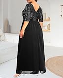 Plus Size Formal Dresses Black Evening Gowns Sequin Sparkly Women Prom Gala Mother Elegant Long Dress with Sleeves 2025