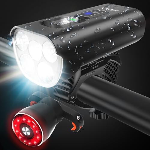 Super Bright Bike Light Set 10000mAh Rechargeable Bicycle Headlight (Headlight & Tail Light)