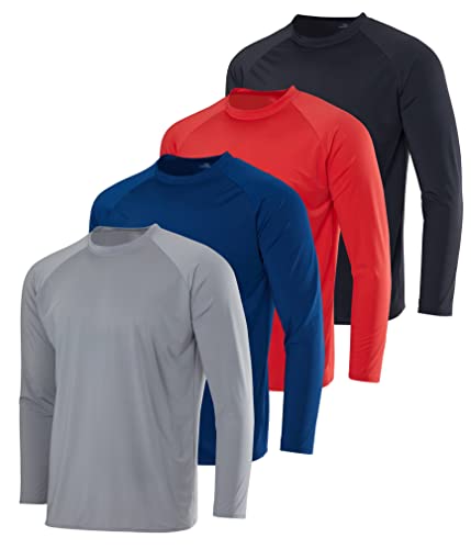 4 Pack Mens Fishing Shirts Rash Guard Swim Shirt Dri Fit Long Sleeve SPF Uv UPF Hiking Sun Protection Outdoor Swimming Water Running Boating Camisa