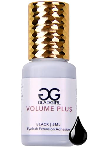 GladGirl False Eyelash Extension Glue - Volume Plus 5ml - Fast Dry Time of 1-2 Seconds - Maximum Eyelash Extension Bond - Ultra Black