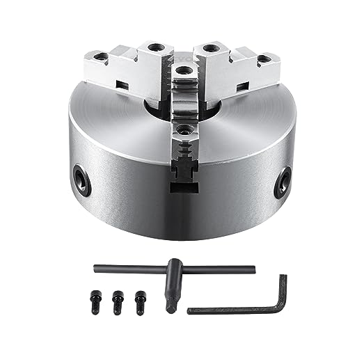 VEVOR 3-Jaw Lathe Chuck, 10'', Self-Centering Lathe Chuck, 0.24-9.84 in/6-250 mm Clamping Range with T-key Fixing Screws Hexagon Wrench, for Lathe 3D Printer Machining Center Milling Drilling Machine