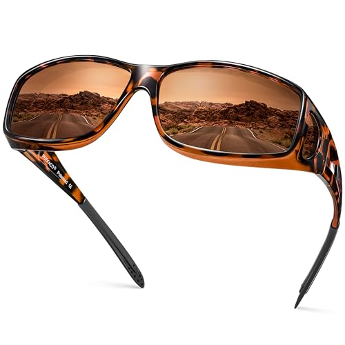 Peekaco Polarized Sunglasses Fit Over Glasses for Women Men with UV400 Protection Over Wrap Around Sun Glasses
