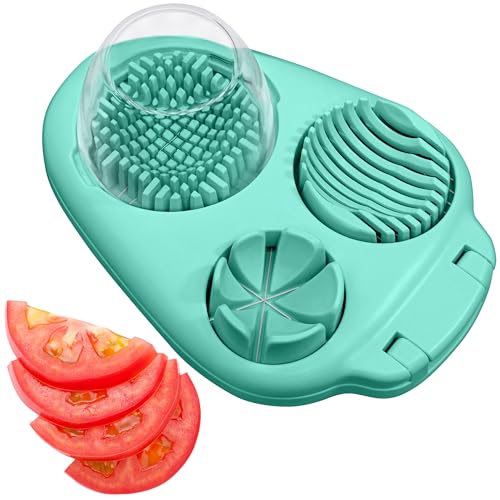 CraftyCrocodile Egg Slicer for Hard Boiled Eggs - 3 Slice Modes Egg Cutter, Heavy Duty, Stainless Steel Dicer - Kitchen Chopper Tool for Strawberry, Mushroom, Grape, Cherry Tomato - Mint Green