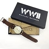 WTI WORLD TIME INTERNATIONAL WW2 Military Watch - Vintage Luftwaffe Pilot Watch, Swiss-Quartz Movement with Genuine Leather Strap and 10 ATM Water Resistant.