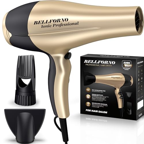 2200W High-Power Hair Dryer - Ionic Ceramic Tourmaline Technology, Lightweight Ergonomic Design with Cool Shot, Comb Attachments & Adjustable Heat/Speed, ADC Motor, Professional Salon Finish