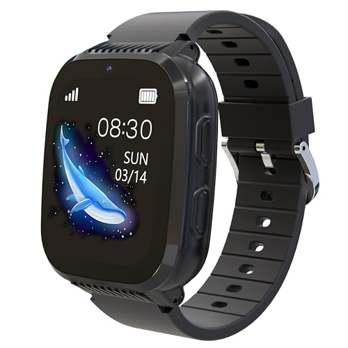 4G Kids Smart Watch Boys with GPS Tracker, Kids Cell Phone Watch with Video and Voice Calling Texting Camera One Key SOS School Mode Alarm Pedometer Waterproof Birthday Gifts for Boys Age 4-15(Black)