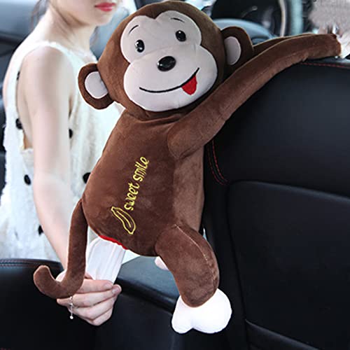 FQQWEE Cartoon Monkey Tissue Holder - Plush Car & Home Tissue Box Case - Napkin Box Dispenser