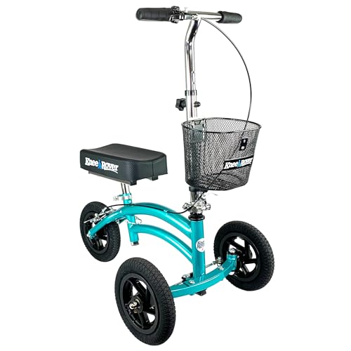 KneeRover Jr All Terrain Knee Scooter for Kids and Small Adults for Foot Surgery Heavy Duty Knee Walker for Broken Ankle Foot Injuries Recovery - Leg Scooter Knee Crutch Alternative (Coastal Teal)