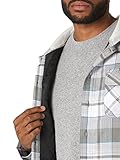 Wrangler Authentics Men's Long Sleeve Quilted Lined Flannel Shirt Jacket with Hood, Gray, X-Large