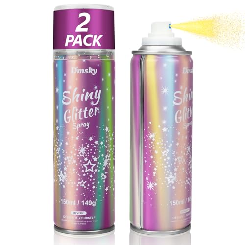 Body Glitter Spray for Hair and Body (2x5.14 Fl Oz), Shiny Glitter Spray for Clothes, Long-Lasting and Quick-Drying Holographic Glitter Hairspray for Kids Women, Stage, Festival Rave and Makeup Prom