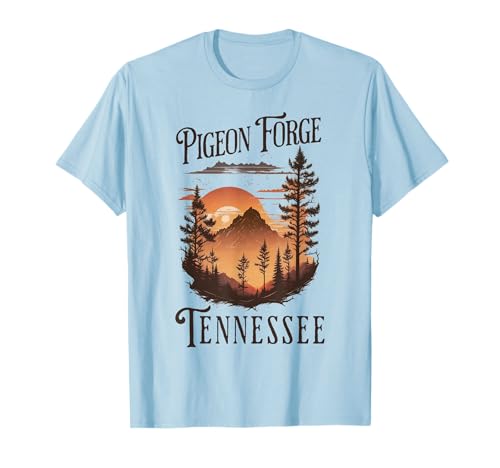 Pigeon Forge Tennessee USA Outdoor Vintage Pigeon Forge Hiking T-Shirt Blue Unisex-Adults, Kids Classic Fit Short Sleeve Crew Neck Small