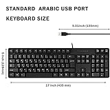 MCSaite Wired Arabic/English Computer Keyboard, Full-Size Keyboard, 104-keys, USB Plug-and-Play, Foldable Stands, Compatible with PC, Laptop