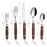 ANNOVA Silverware Set 20 Pieces Stainless Steel Cutlery Color Handle Rivet/Retro Flatware - Dinner Knife, Dinner Fork, Salad Fork, Dinner Spoon, Dessert Spoon Set of 4 (Walnut/Wooden Effect)