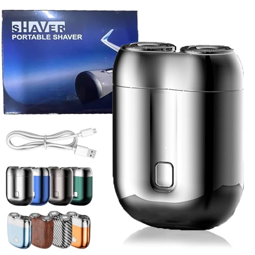 Ivyever Shaver,New Model Mini Dual-Head Electric Shaver,Mini Afeitadora EléCtrica PortáTil,Ivyever Portable Electric Shaver,Ivyever Upgrade Pocket Shaver,Electric Razor for Men (Silver)