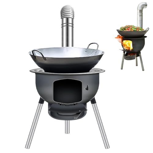 LITAITAI Wood Burning Stove, Heavy-Duty Rocket Stove, Windproof Wood Camping Stove for Cooking,Hiking,Backpacking, Multi-functional Portable Detachable Firewood Stove (43cm/16.9in)