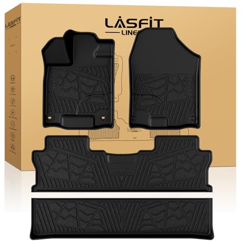 LASFIT Floor Mats for Honda Ridgeline 2025 2024 2023-2017 Crew Cab, All Weather Protection TPE Non-Slip Custom Fit Automotive Accessories Floor Liners 1st & 2nd Row, Black