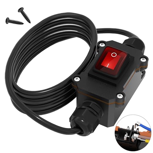 RVBOATPAT Inline Cord Switch 12V 20A DC Waterproof Inline Switch IP66 Red Lighted 2 Position 4 Pin DPST with 14 AWG Wire Outdoor Inline Power Lamp ON/Off Switch
