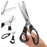 2 pcs Pinking Shears Scissors for Fabric, lyfLux 2 Models Fabric Scissors, Zig Zag Scissors, for Crafting, Paper Cutting, Fabric, Leather Materials (3 mm Triangular And Rounded Teeth)