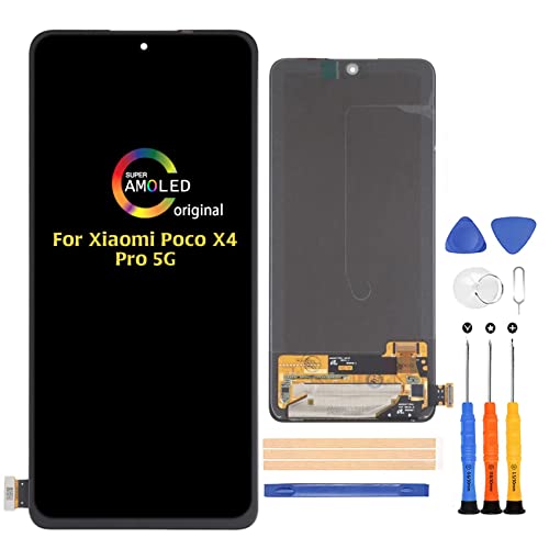A-MIND for Xiaomi Poco X4 Pro 5G 2201116PG Screen Replacement (AMOLED) 6.67 inch LCD Display Touch Screen Full Assembly Repair Kits,with Tools